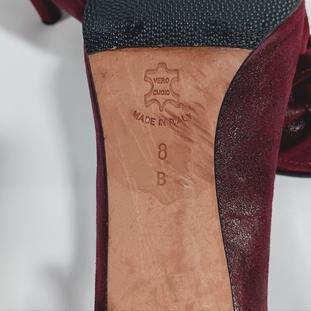 Butter| Made in Italy Burgundy Pump 3” Heel Retro Holiday Party Pin-Up Sz 8B - Picture 7 of 7